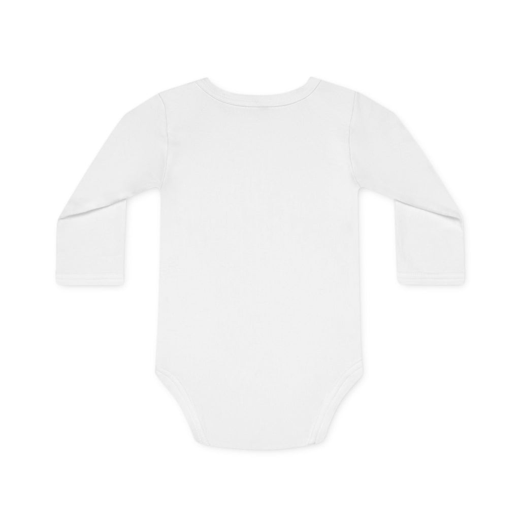 October Marigold Glow Organic Baby Bodysuit — Long‑Sleeve Floral Moon Design