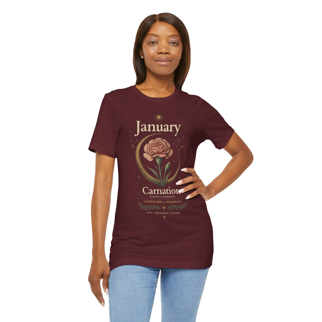 January Birth Flower - Carnation T-Shirt — Birth Month Flower Tee