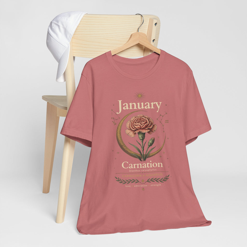 January Birth Flower - Carnation T-Shirt — Birth Month Flower Tee