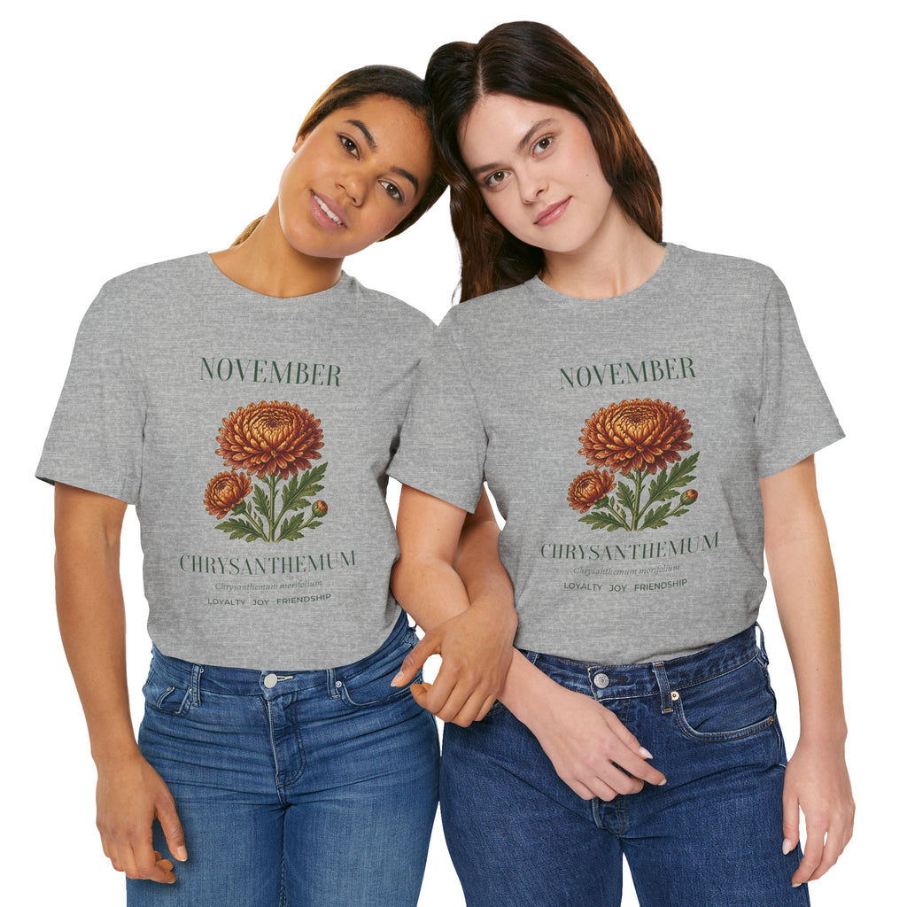 November Birth Flower Tee | Chrysanthemum Celestial Design | Birthday Gift