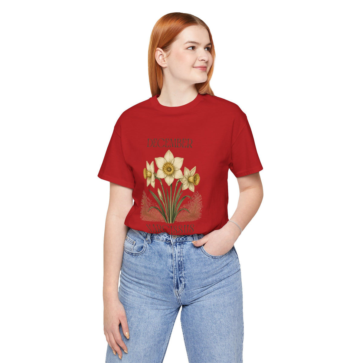 December Birth Flower Tee | Narcissus & Holly Celestial Design | Birthday Gift