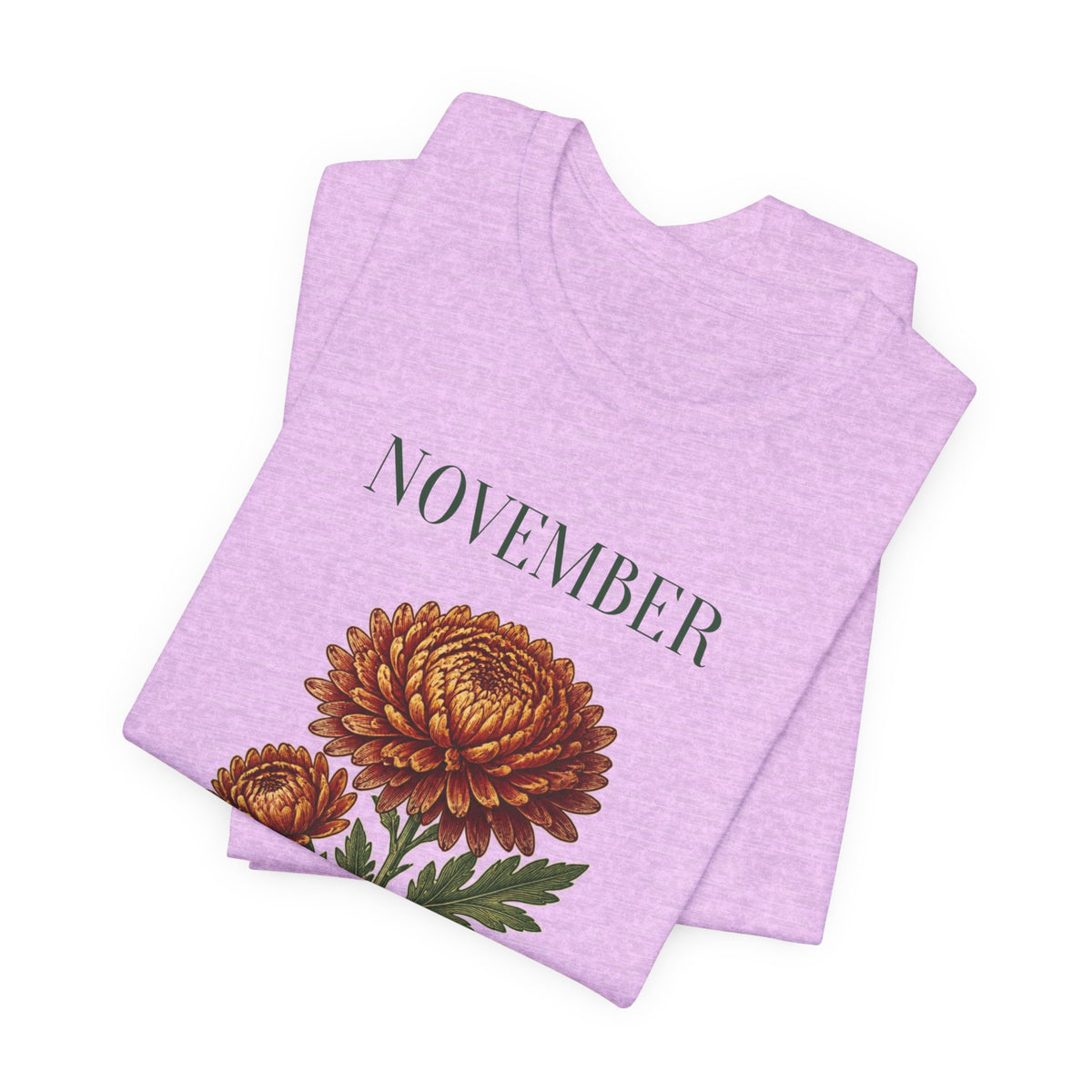 November Birth Flower Tee | Chrysanthemum Celestial Design | Birthday Gift