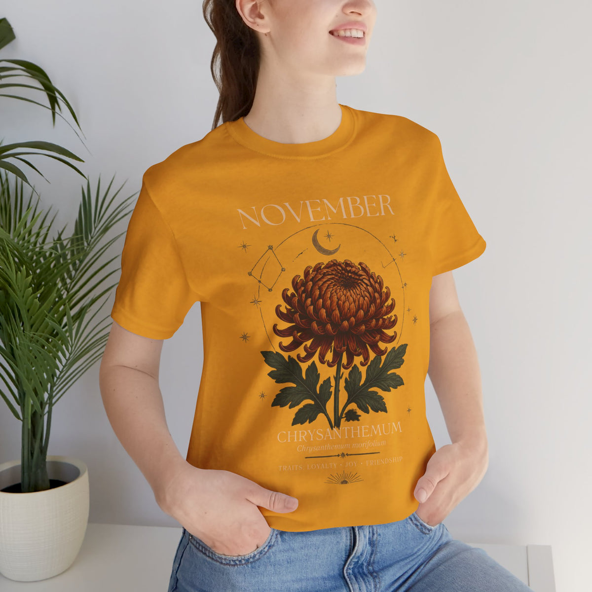 November Birth Flower Chrysanthemum Tee — Floral Birth Month T-Shirt
