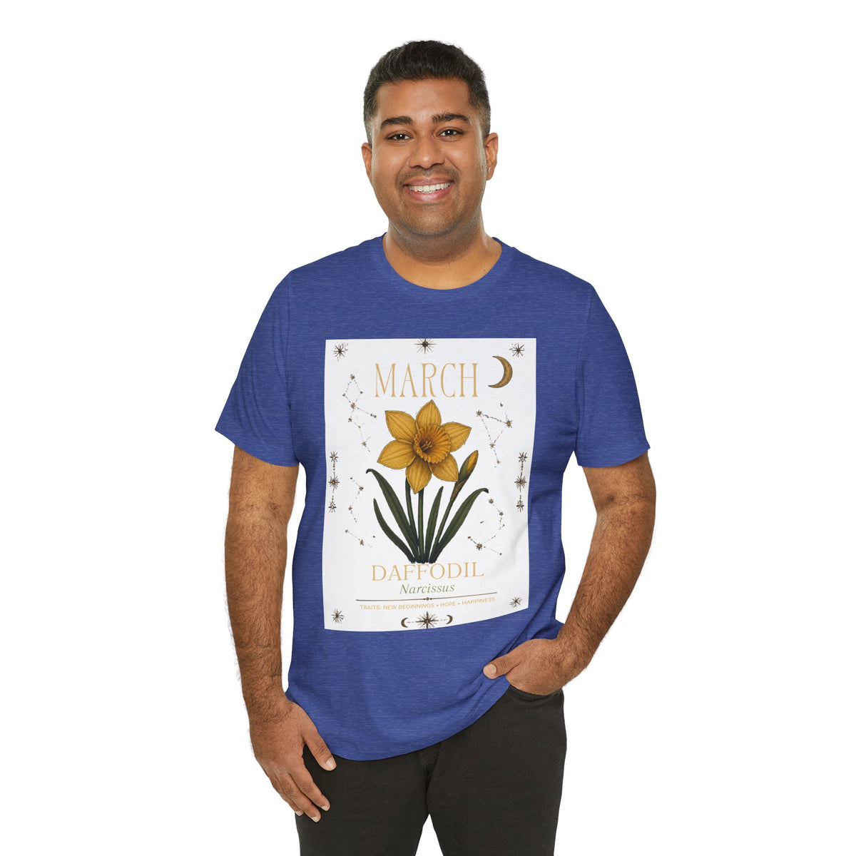 March Zodiac/Celestial aesthetics with birth flower — Birth Month Flower Tee
