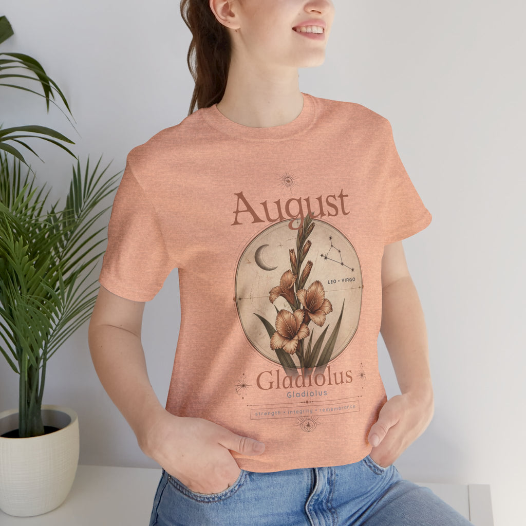 August Birth Flower Gladiolus Floral Tee