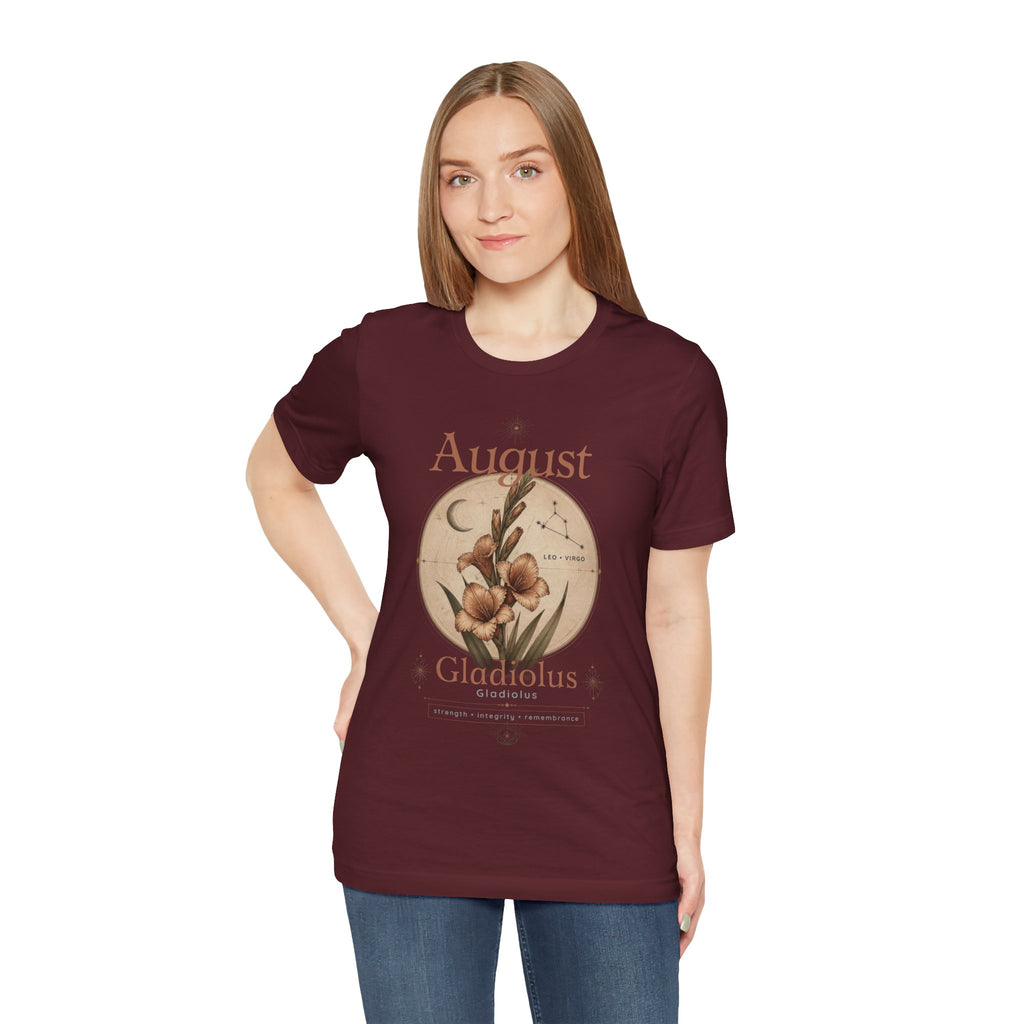 August Birth Flower Gladiolus Floral Tee