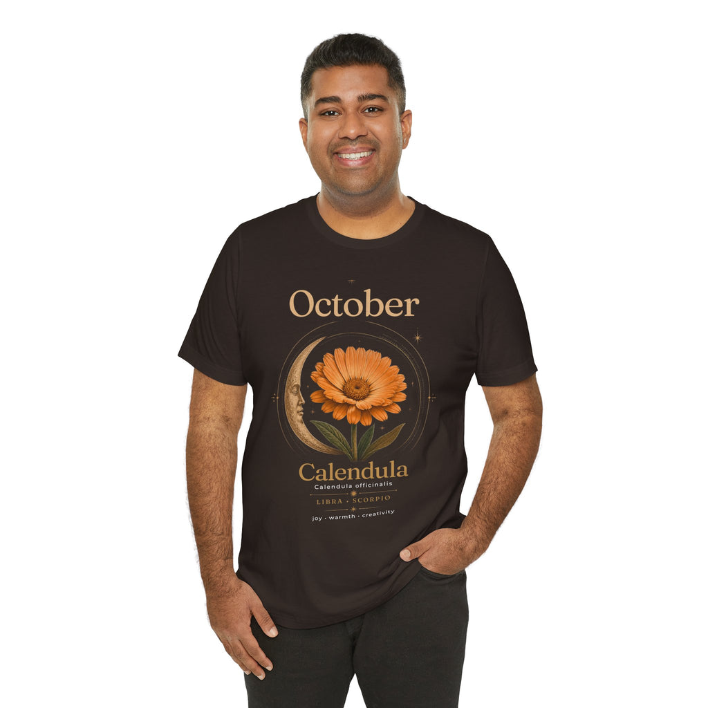 October Birth Flower Calendula T‑Shirt – Floral Birth Month Tee