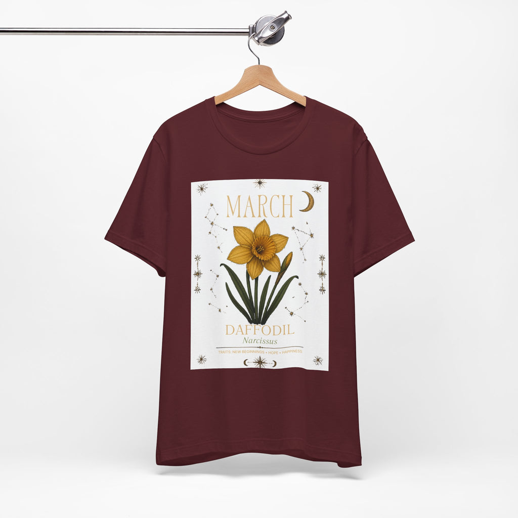 March Zodiac/Celestial aesthetics with birth flower — Birth Month Flower Tee