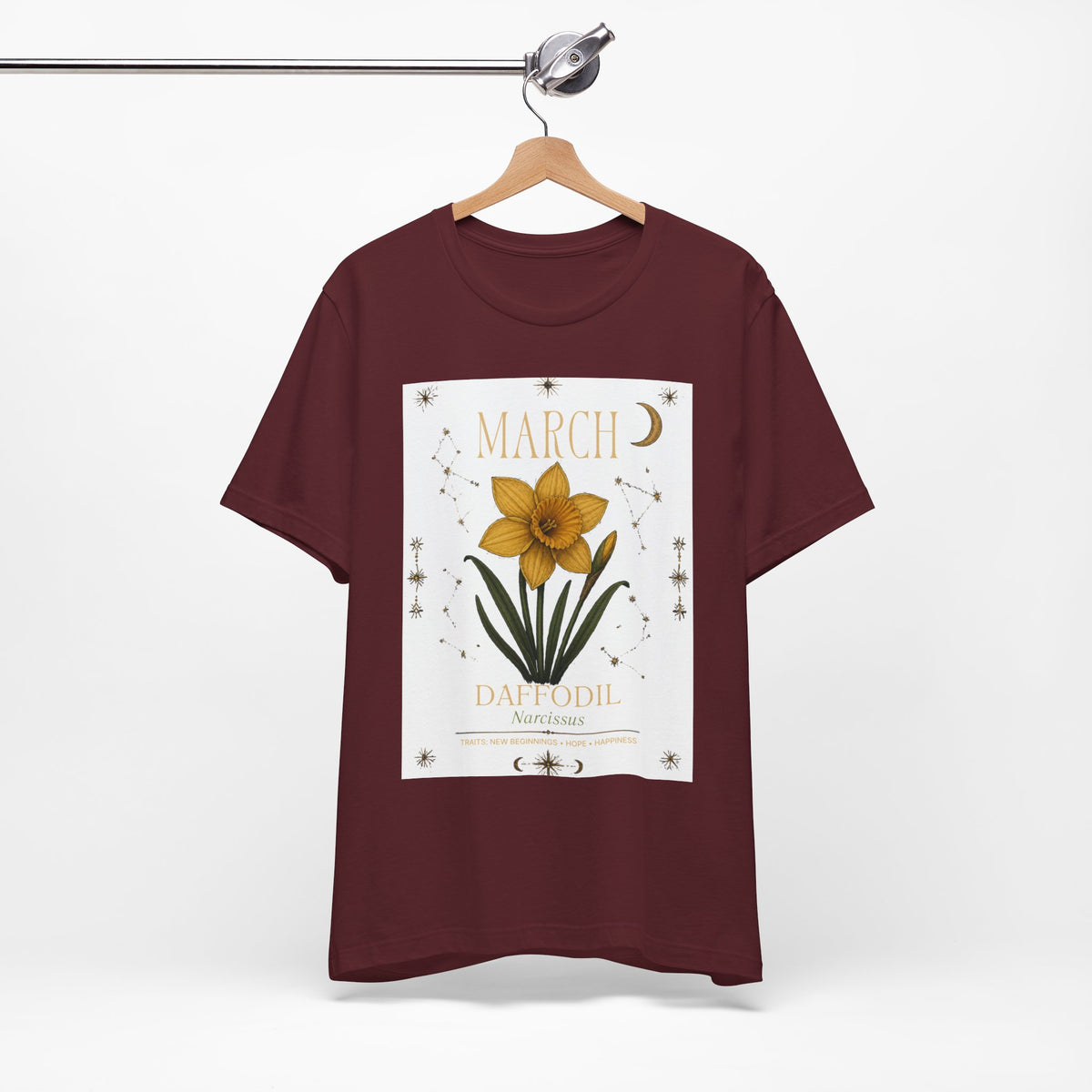 March Zodiac/Celestial aesthetics with birth flower — Birth Month Flower Tee