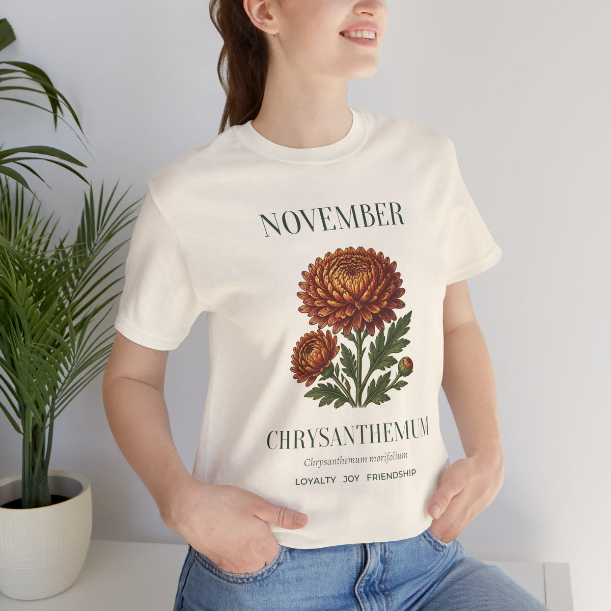 November Birth Flower Tee | Chrysanthemum Celestial Design | Birthday Gift