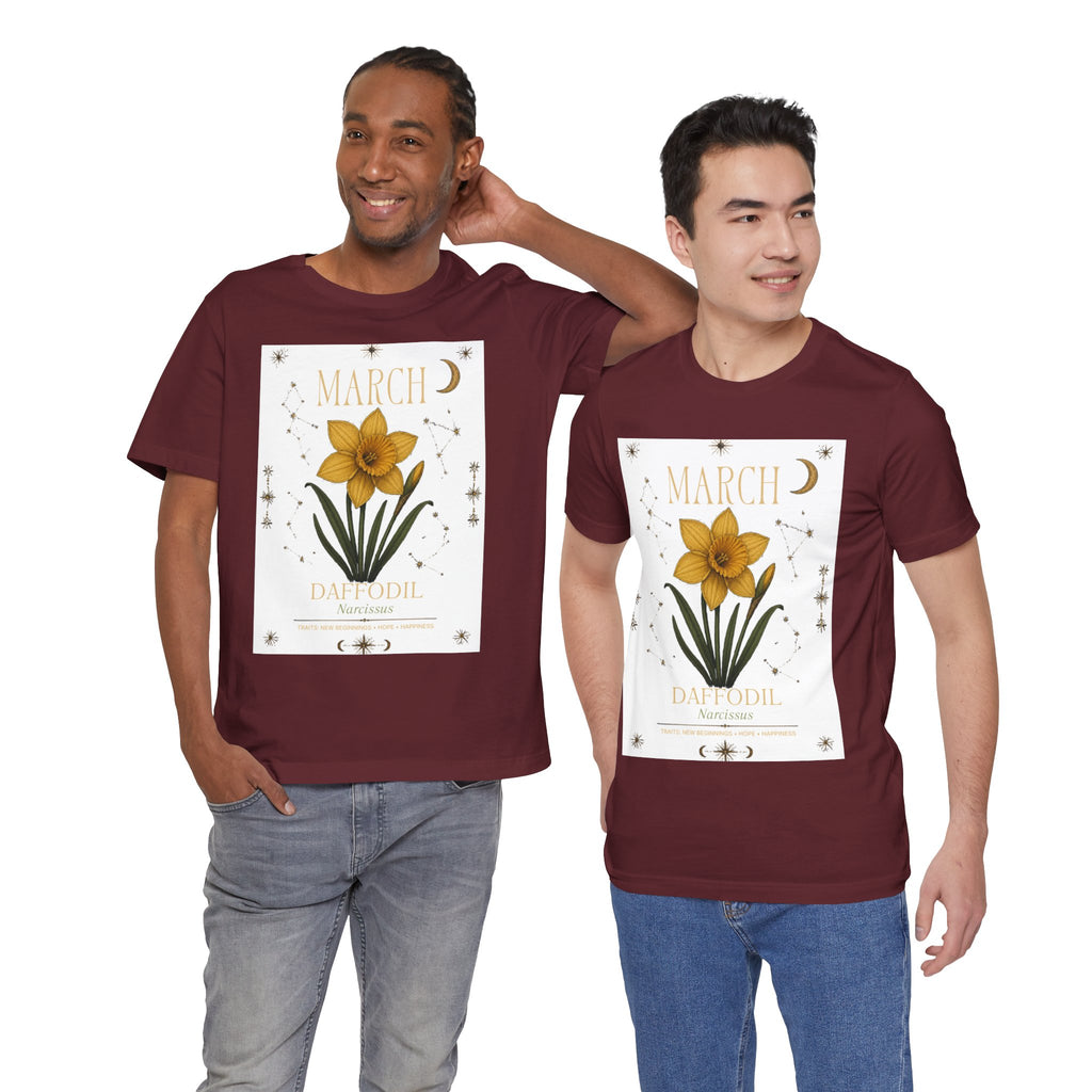 March Zodiac/Celestial aesthetics with birth flower — Birth Month Flower Tee