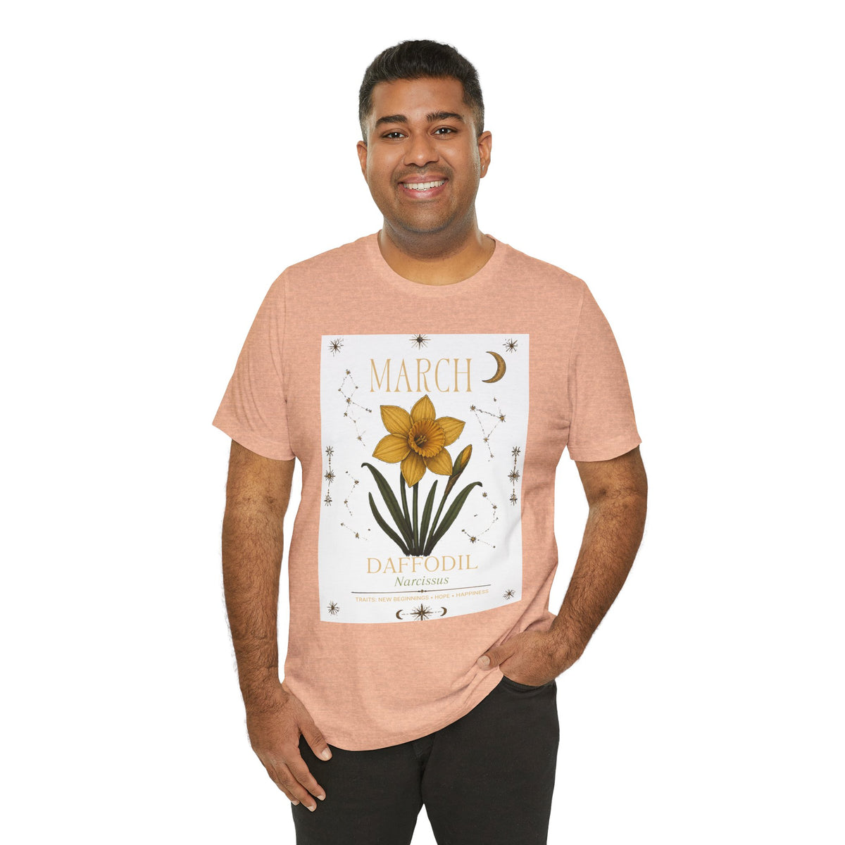 March Zodiac/Celestial aesthetics with birth flower — Birth Month Flower Tee