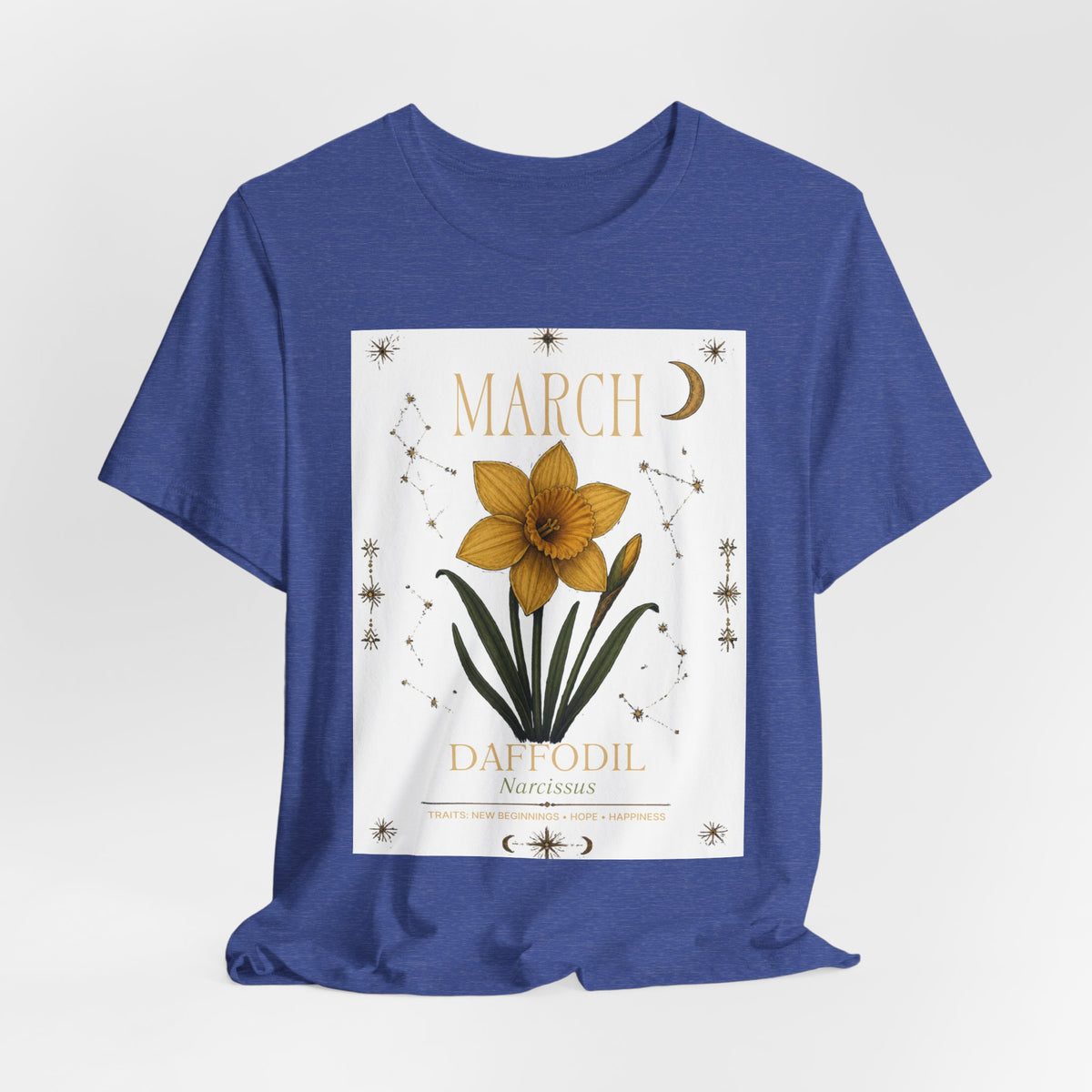 March Zodiac/Celestial aesthetics with birth flower — Birth Month Flower Tee