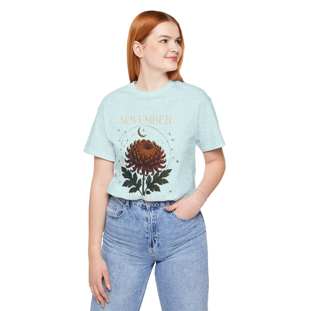 November Birth Flower Chrysanthemum Tee — Floral Birth Month T-Shirt