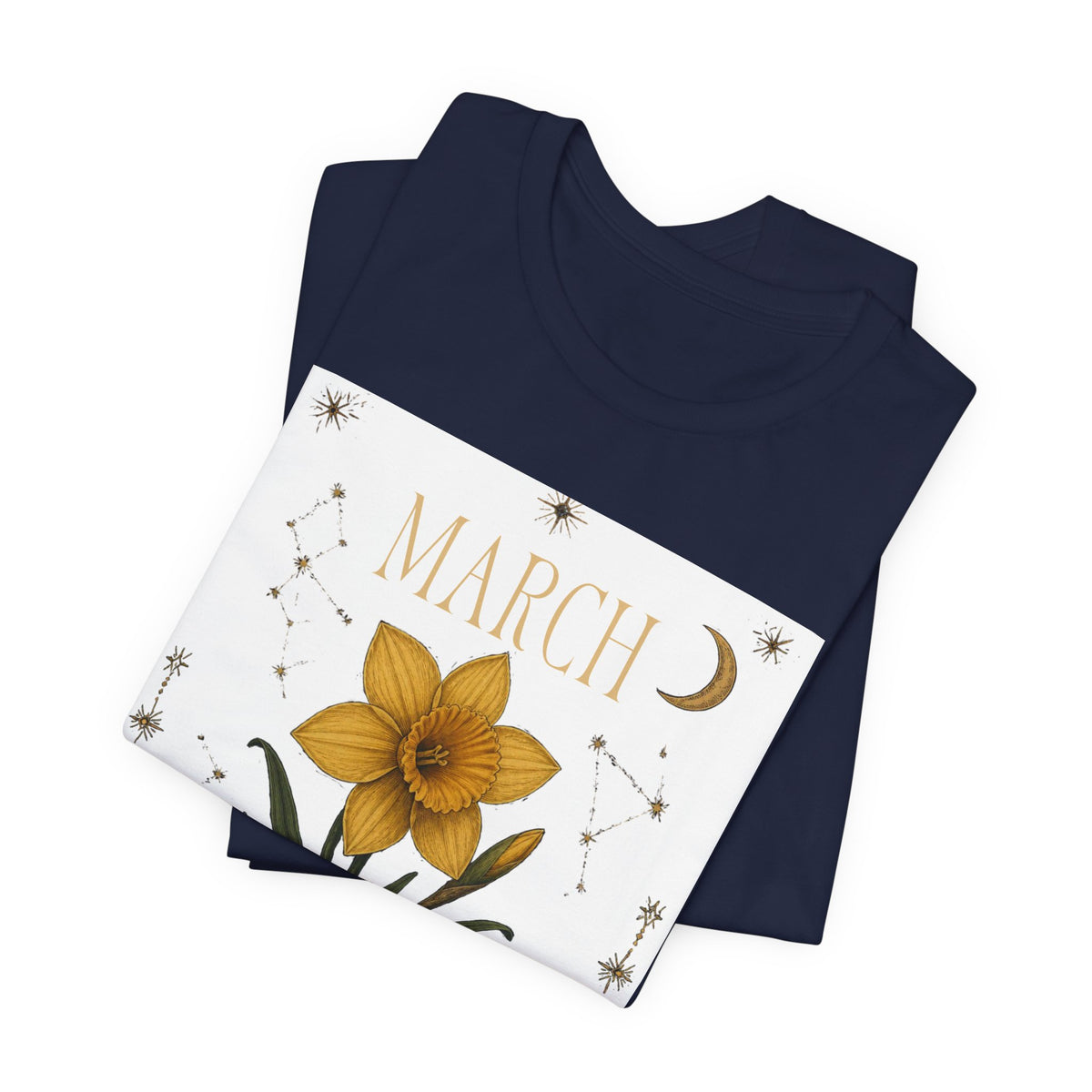 March Zodiac/Celestial aesthetics with birth flower — Birth Month Flower Tee