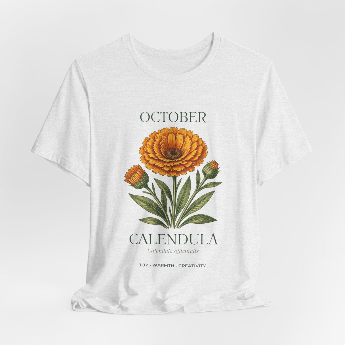 October Birth Flower Tee | Marigold & Cosmos Celestial Design | Birthday Gift