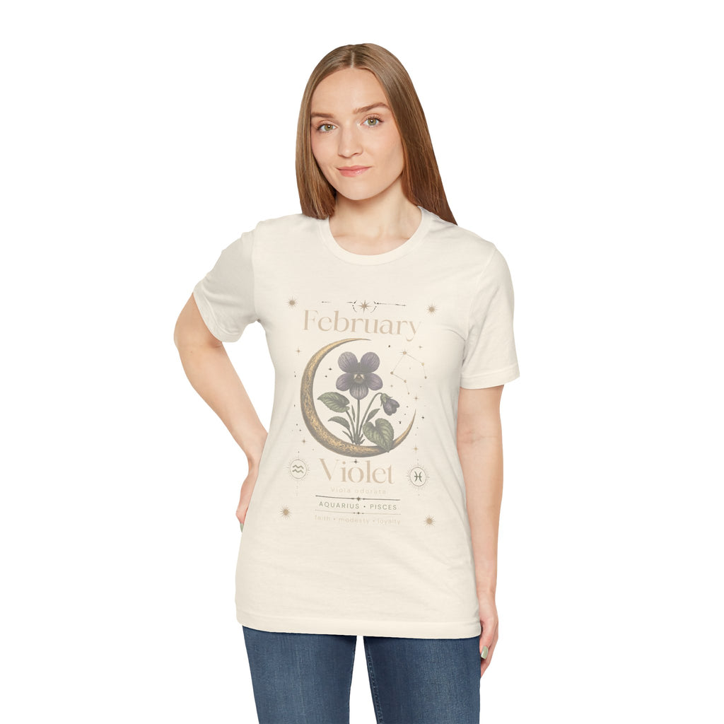 February Birth Flower Tee | Violet Botanical Design | Birthday Gift