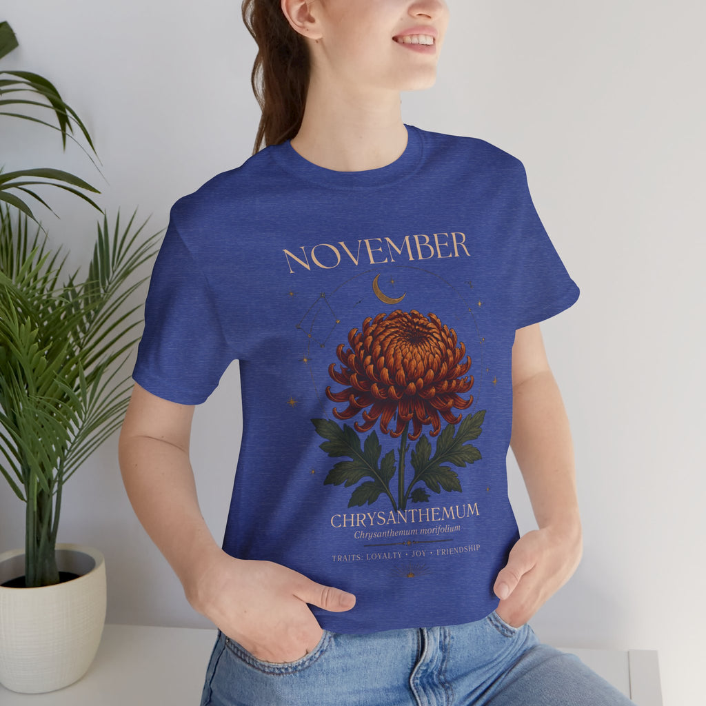 November Birth Flower Chrysanthemum Tee — Floral Birth Month T-Shirt
