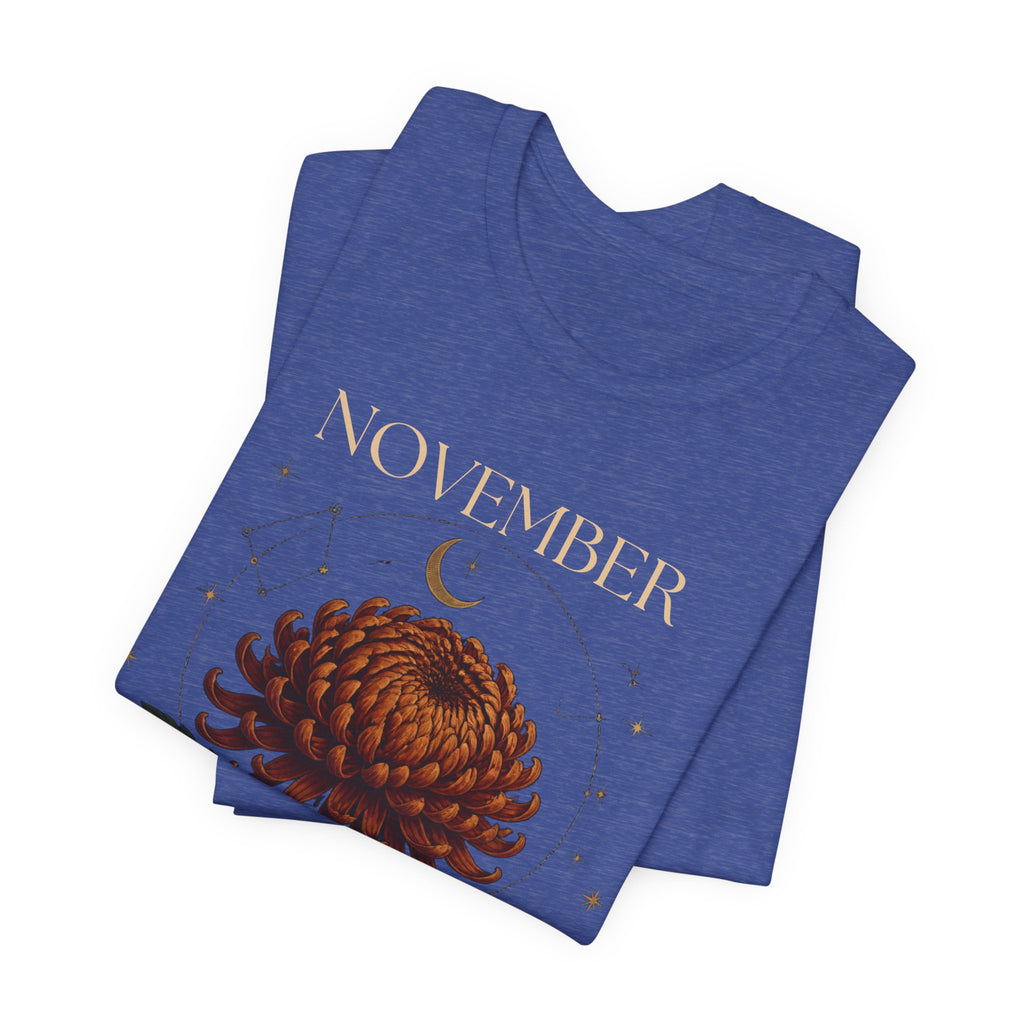 November Birth Flower Chrysanthemum Tee — Floral Birth Month T-Shirt