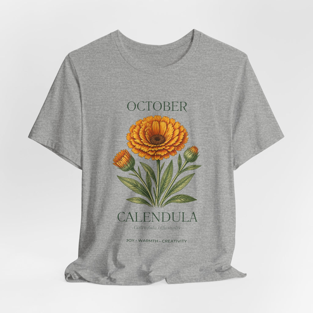 October Birth Flower Tee | Marigold & Cosmos Celestial Design | Birthday Gift