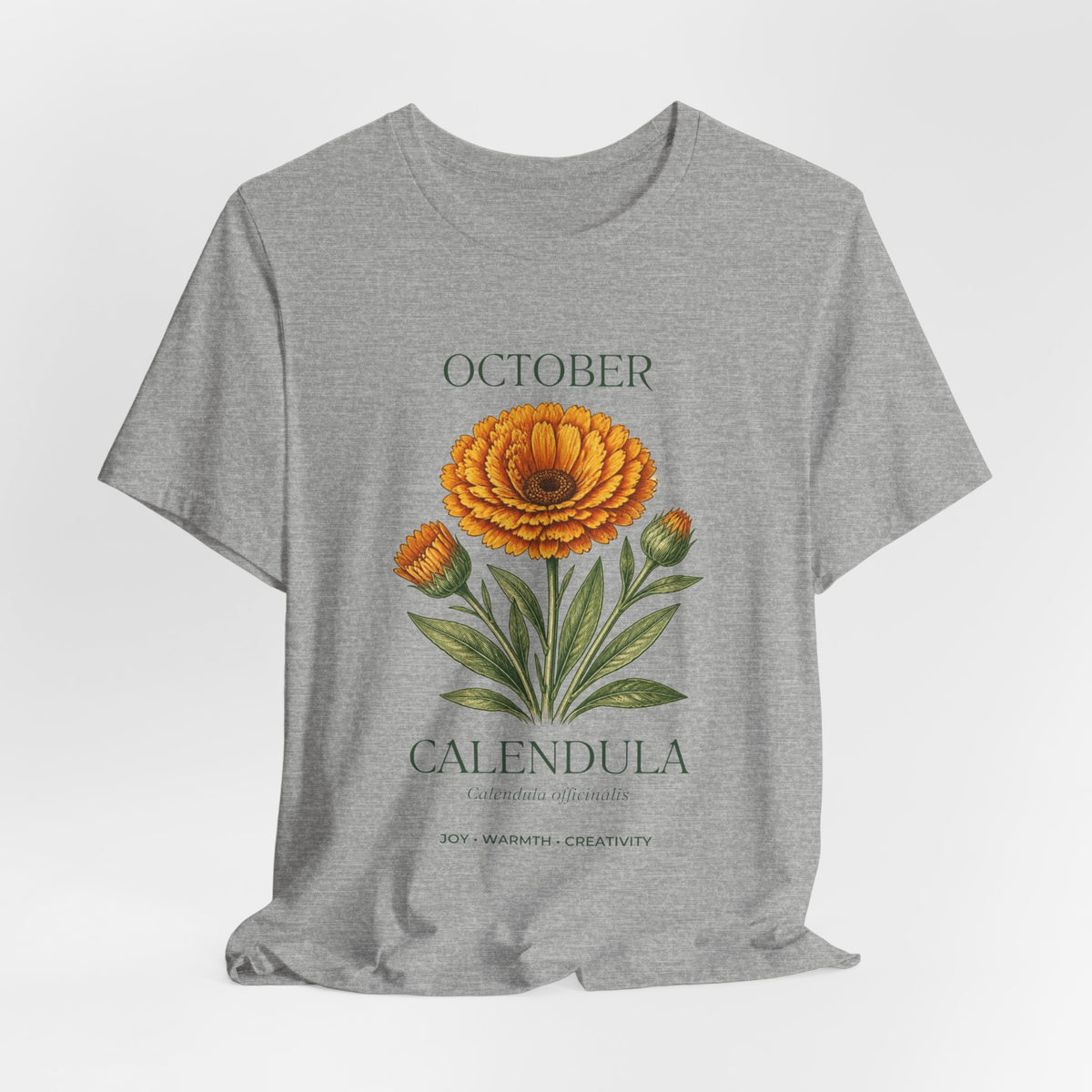 October Birth Flower Tee | Marigold & Cosmos Celestial Design | Birthday Gift
