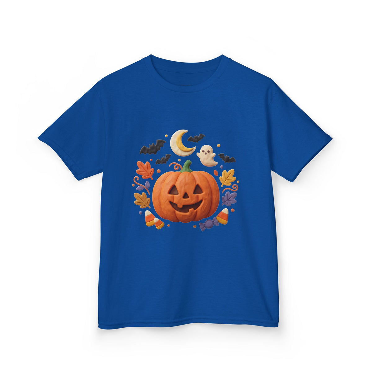 Jack-o'-Lantern Pumpkin Kids Tee | Halloween Ghosts, Bats, Moon, Autumn Leaves