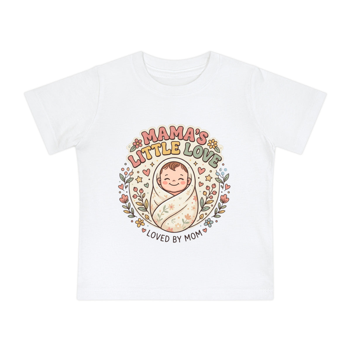 Mama's Little Love baby short sleeve t-shirt | Loved by Mom, floral swaddle design