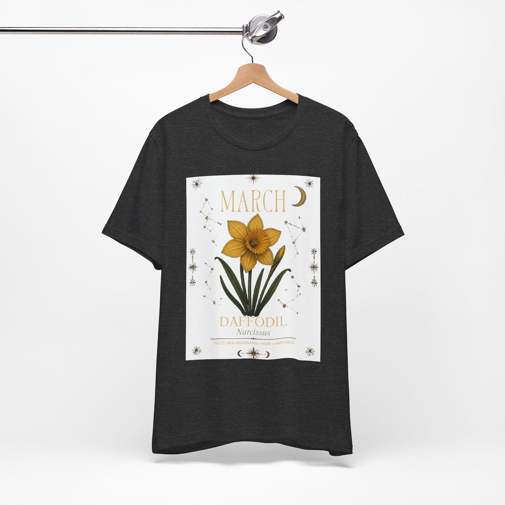 March Zodiac/Celestial aesthetics with birth flower — Birth Month Flower Tee