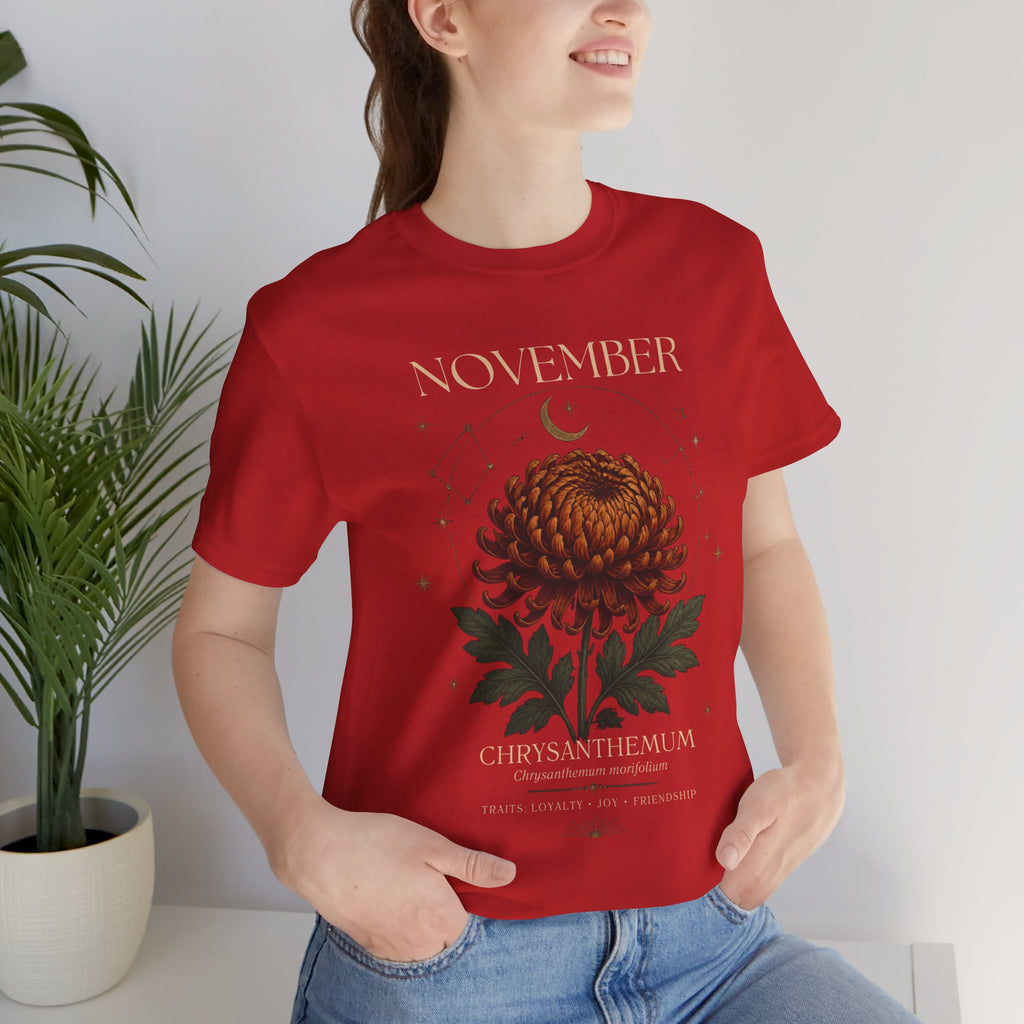 November Birth Flower Chrysanthemum Tee — Floral Birth Month T-Shirt
