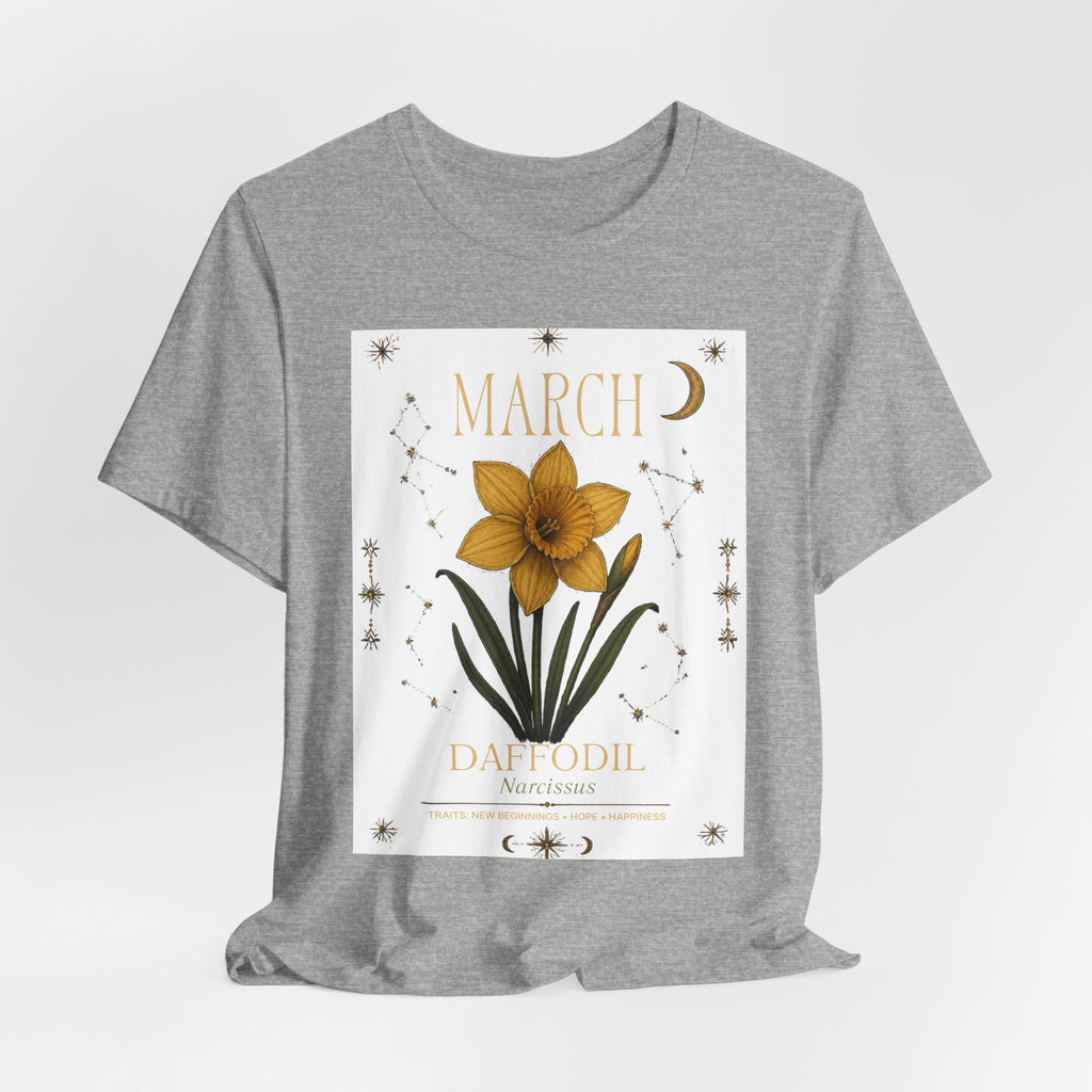 March Zodiac/Celestial aesthetics with birth flower — Birth Month Flower Tee