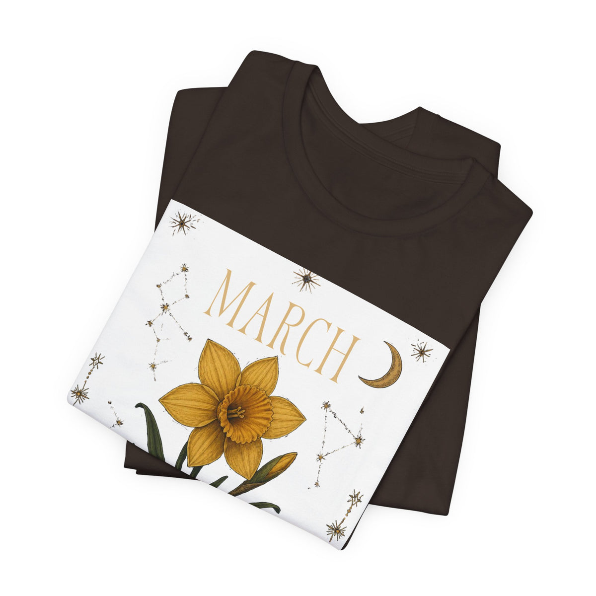 March Zodiac/Celestial aesthetics with birth flower — Birth Month Flower Tee