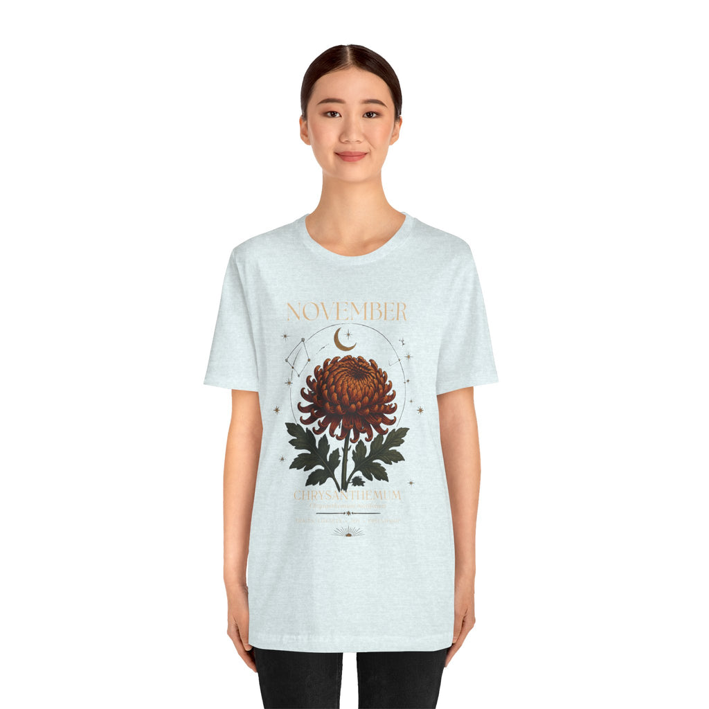 November Birth Flower Chrysanthemum Tee — Floral Birth Month T-Shirt