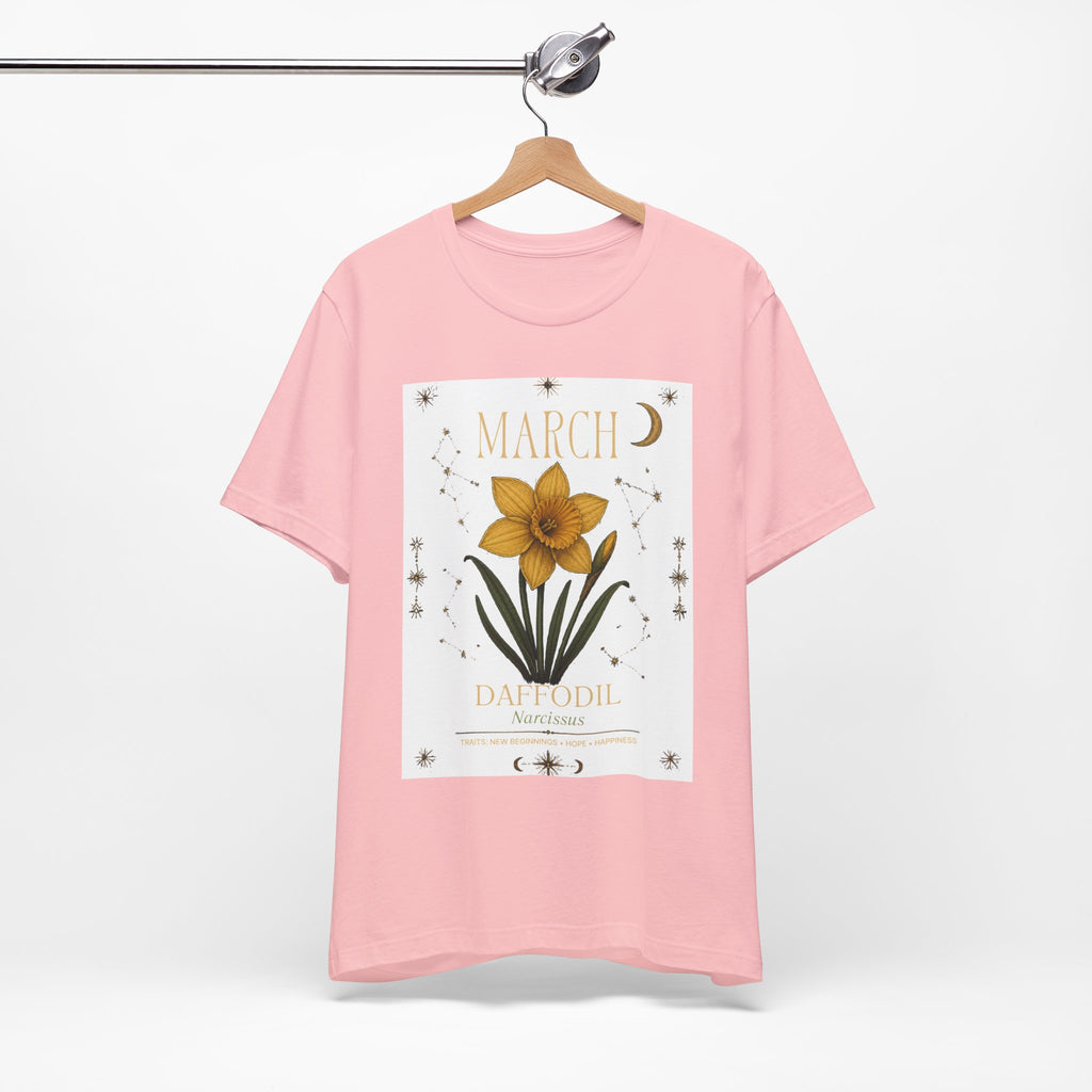 March Zodiac/Celestial aesthetics with birth flower — Birth Month Flower Tee