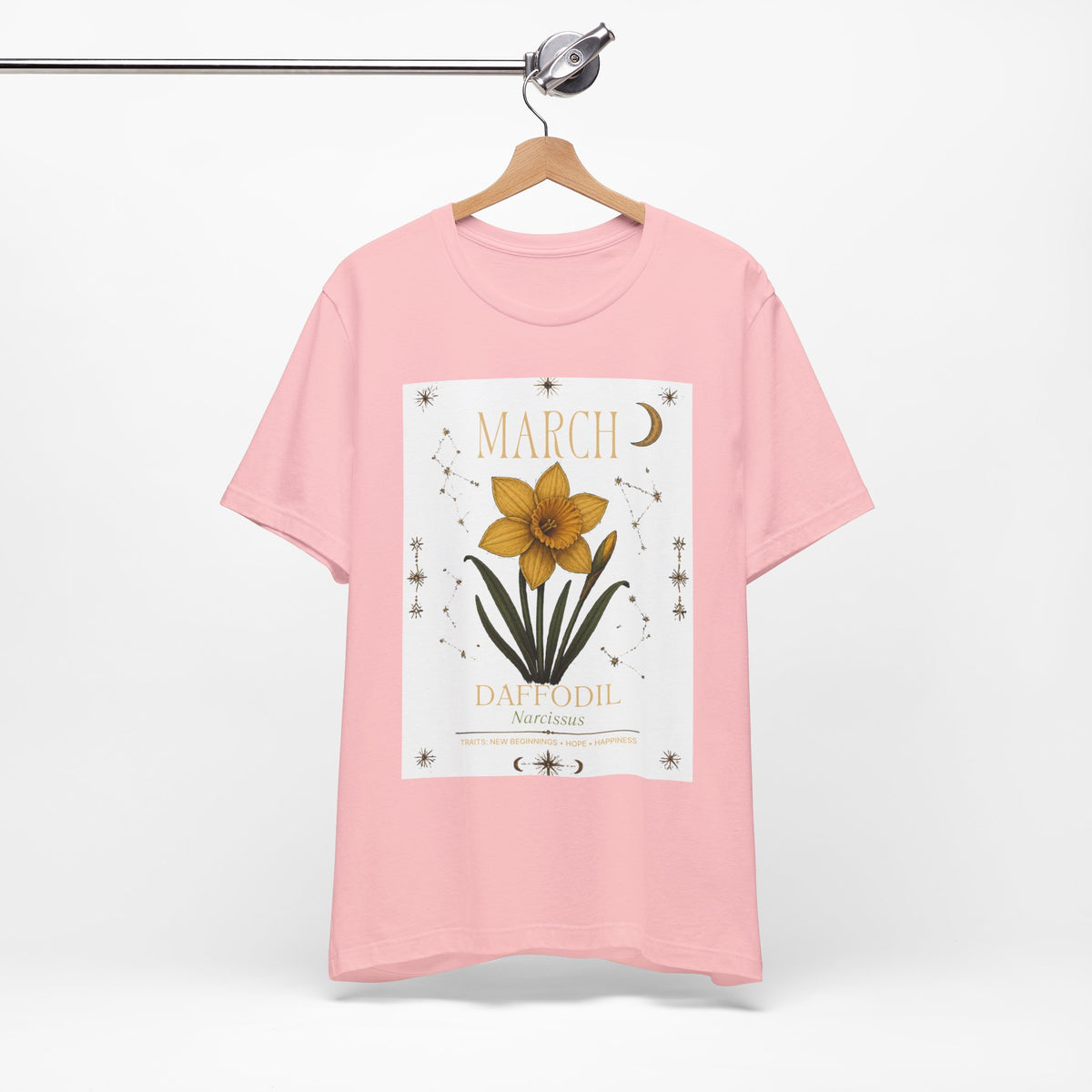 March Zodiac/Celestial aesthetics with birth flower — Birth Month Flower Tee