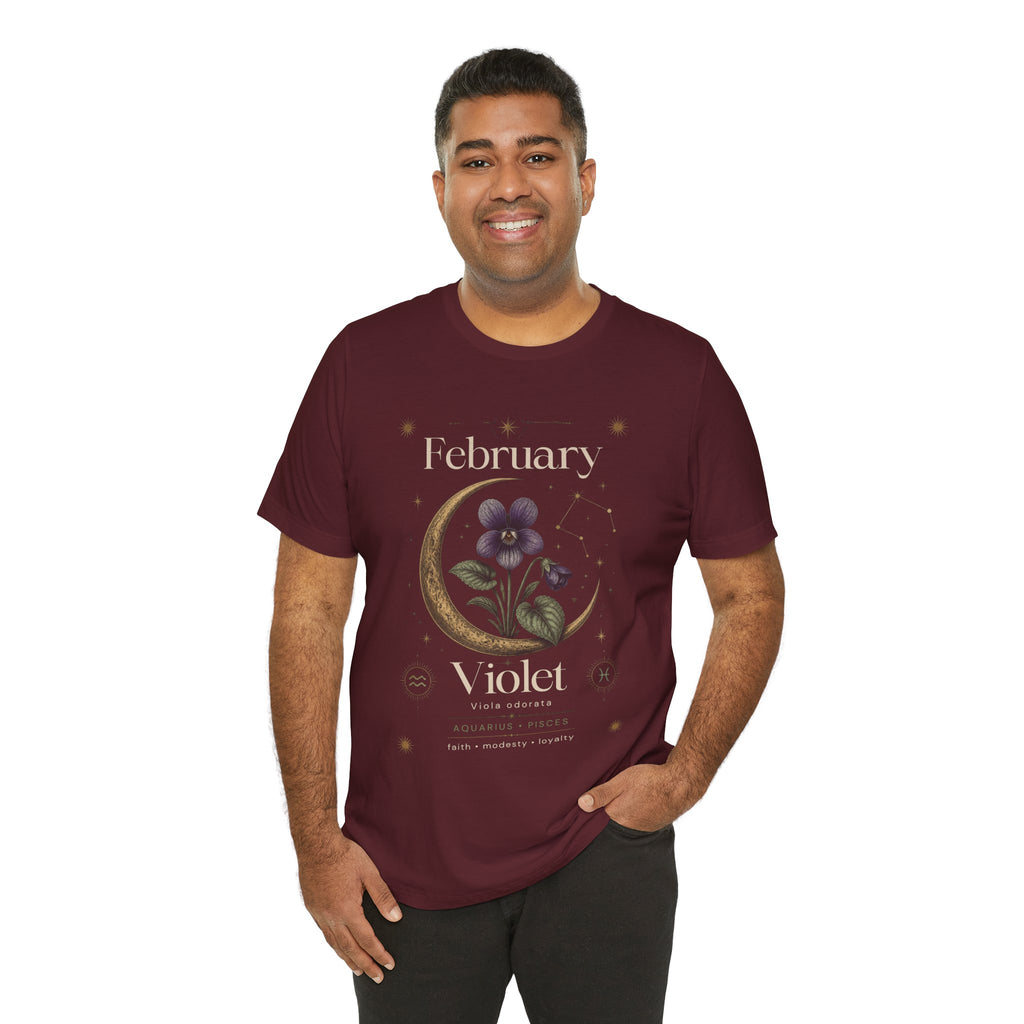 February Birth Flower Tee | Violet Botanical Design | Birthday Gift