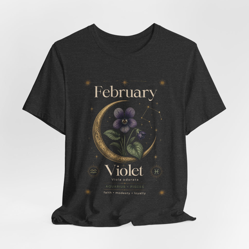 February Birth Flower Tee | Violet Botanical Design | Birthday Gift