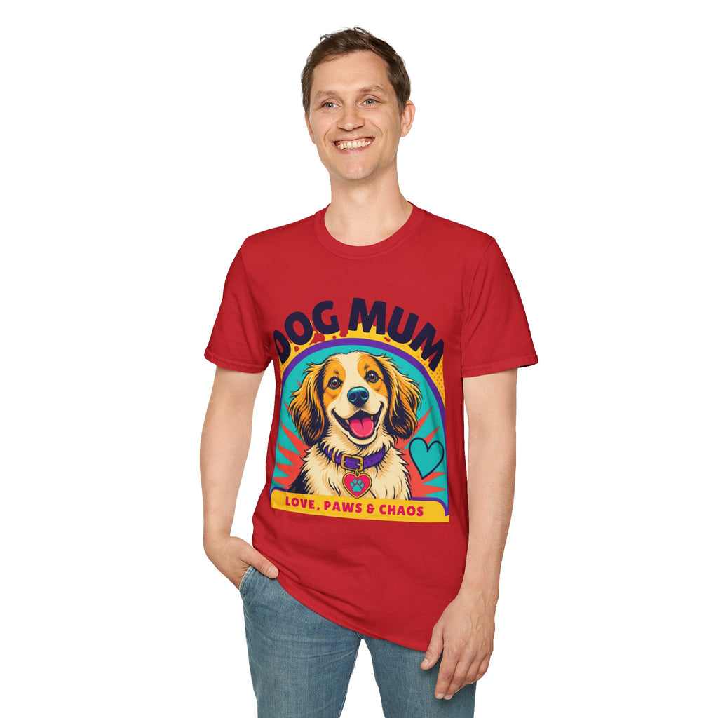Dog Mum T-Shirt | Cute Happy Dog Illustration, Love Paws & Chaos