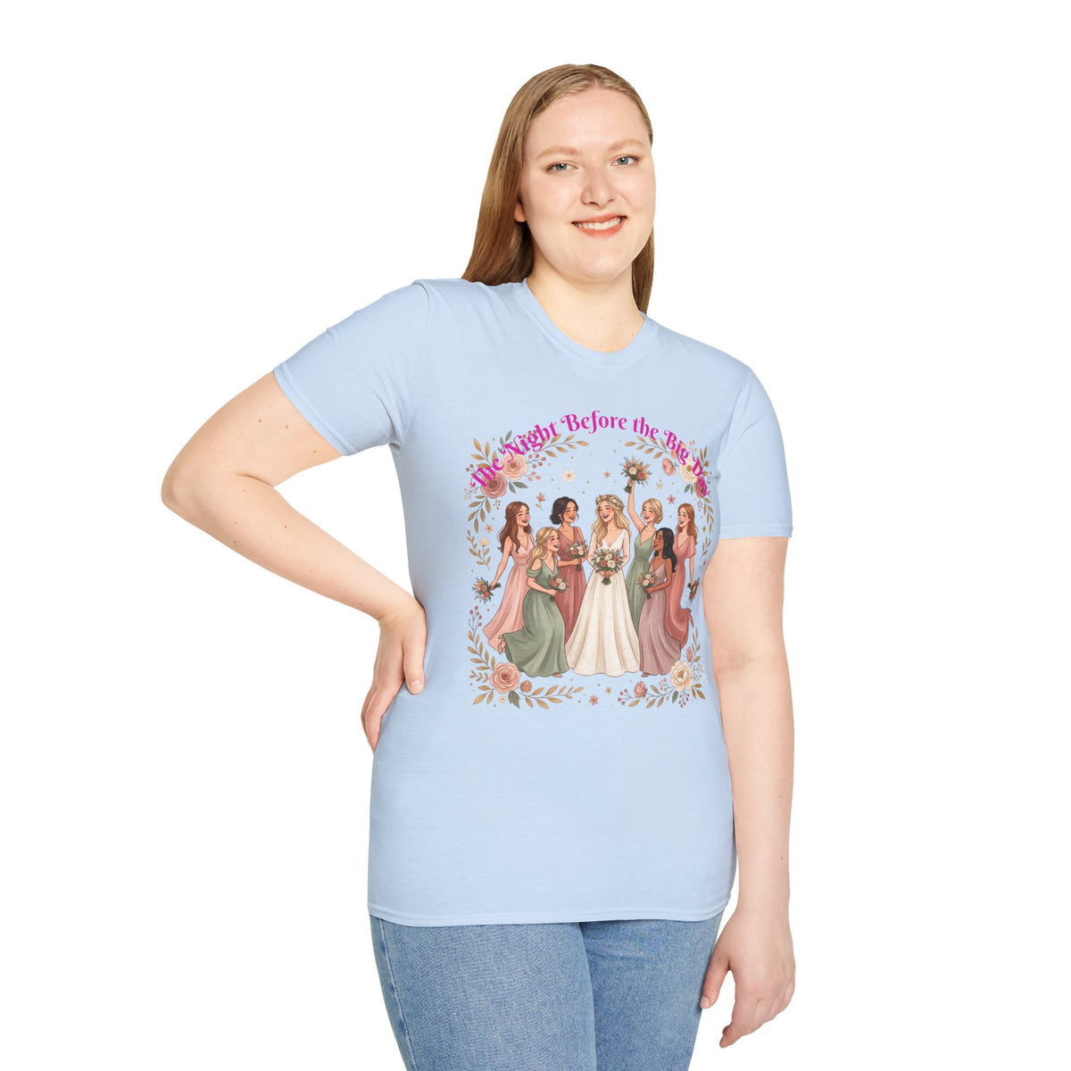 Bride and Bridesmaids Illustration T-Shirt | Floral Wedding Bridal Party Design