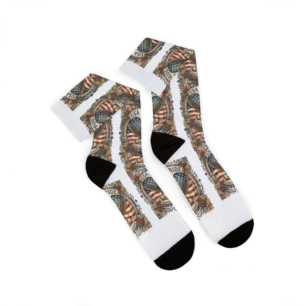 USA Pride Eagle Emblem Socks | American Flag Sublimation Socks