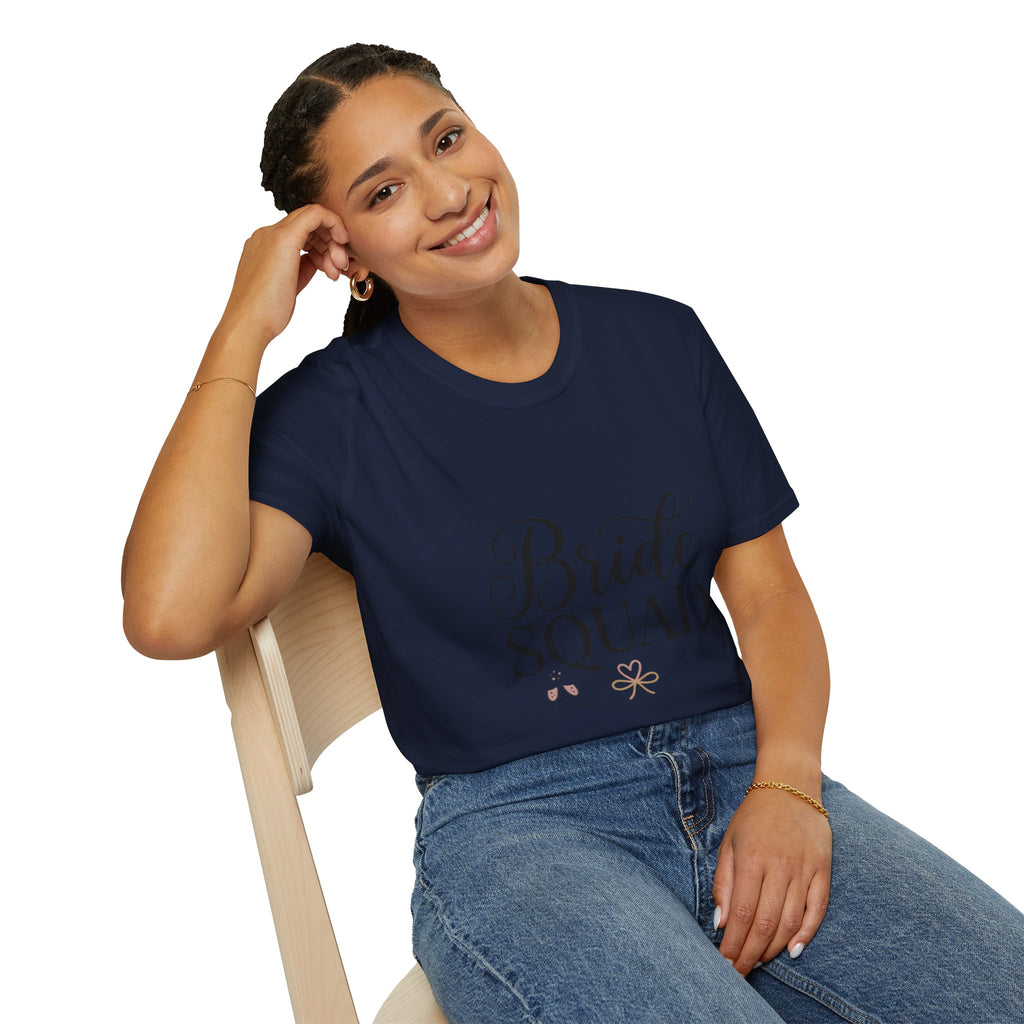 Bride Squad T-Shirt — Bachelorette Party Bridesmaid Tee with Champagne Icons