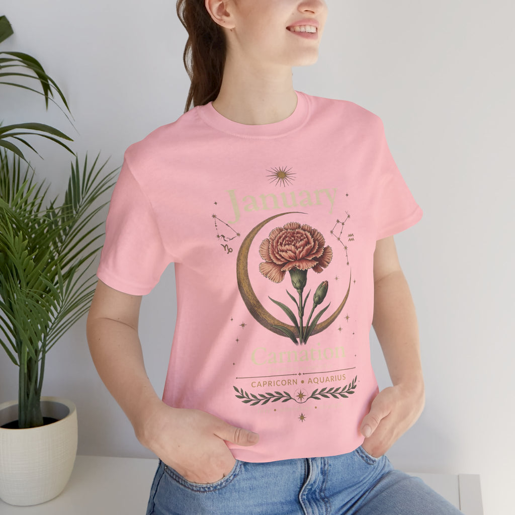 January Birth Flower - Carnation T-Shirt — Birth Month Flower Tee