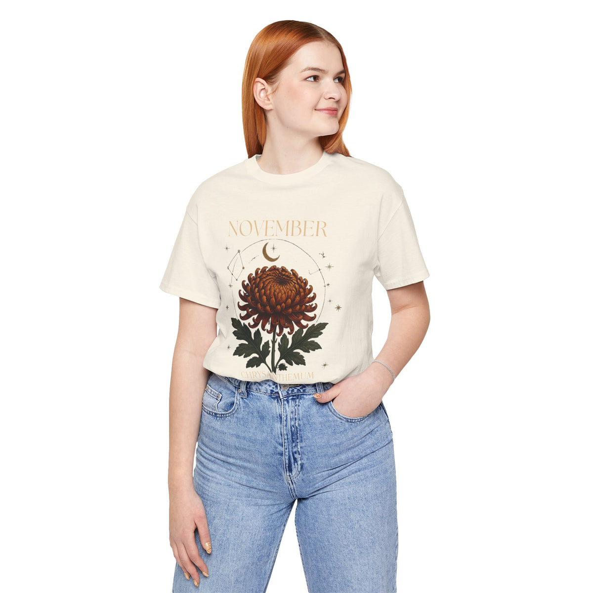 November Birth Flower Chrysanthemum Tee — Floral Birth Month T-Shirt