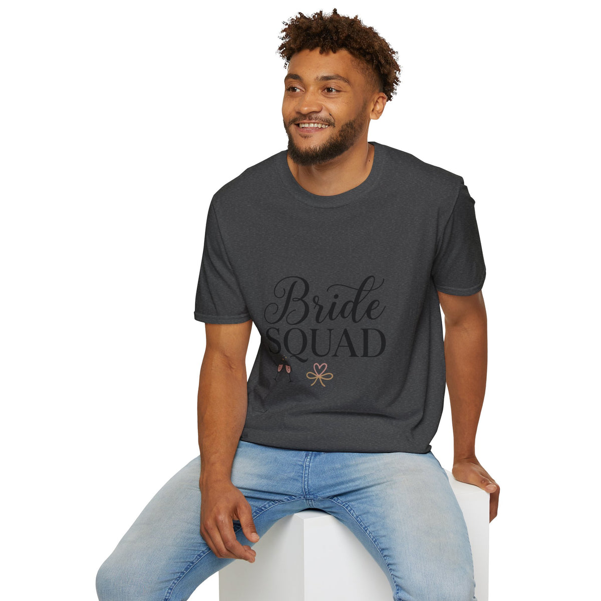 Bride Squad T-Shirt — Bachelorette Party Bridesmaid Tee with Champagne Icons