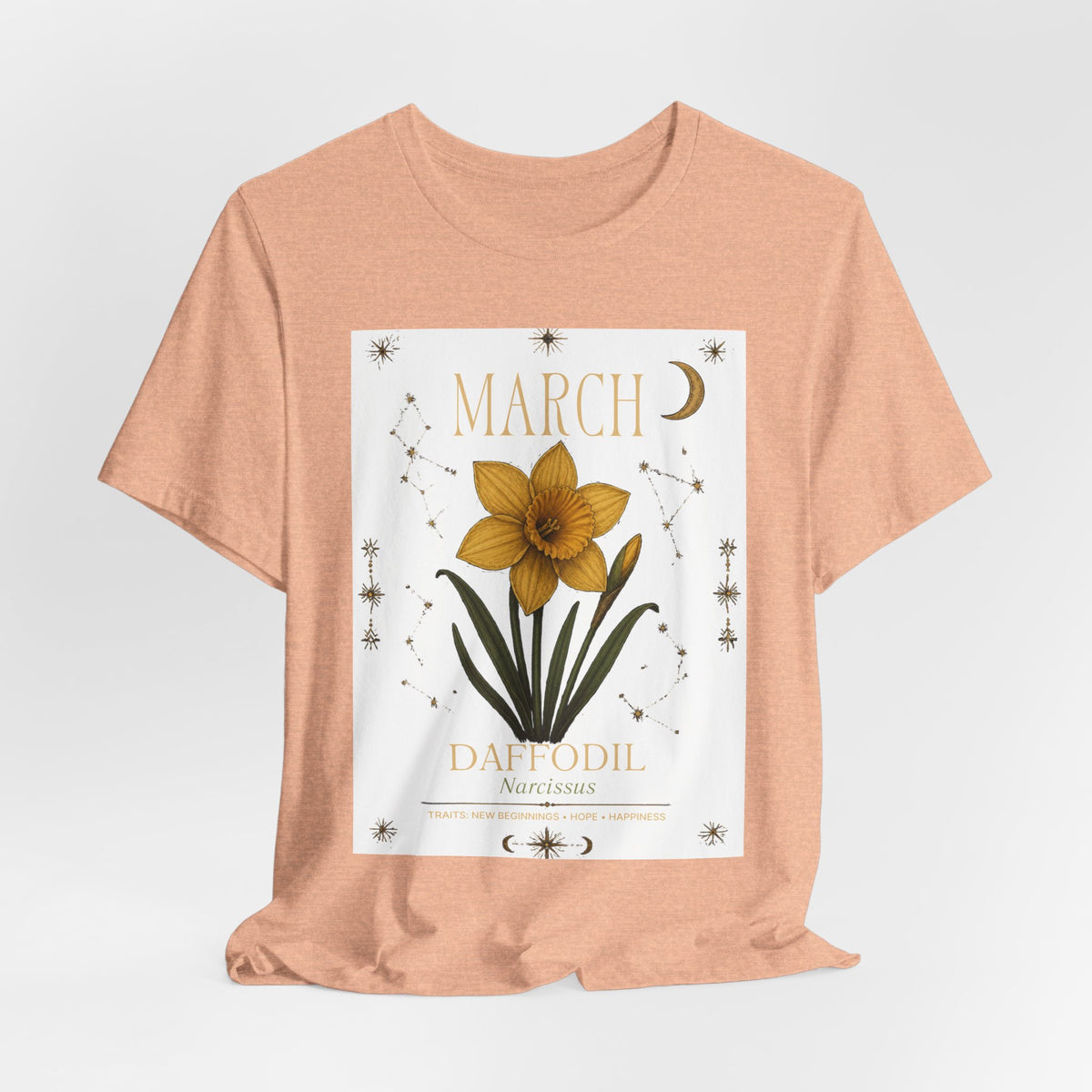March Zodiac/Celestial aesthetics with birth flower — Birth Month Flower Tee