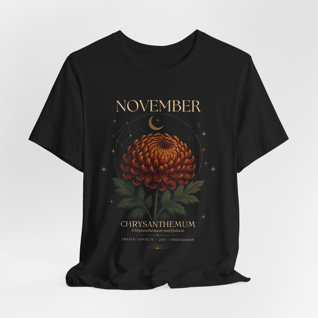 November Birth Flower Chrysanthemum Tee — Floral Birth Month T-Shirt