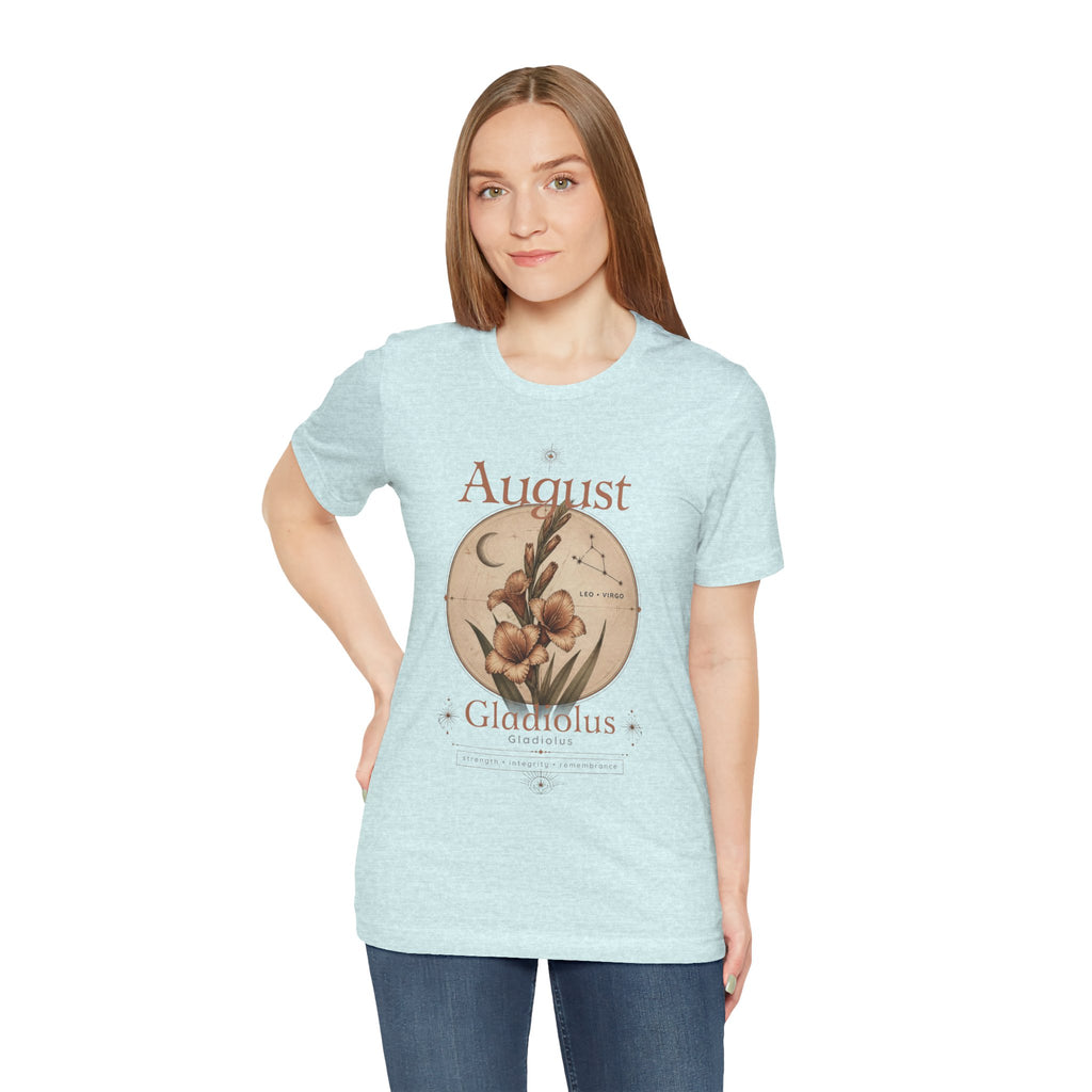 August Birth Flower Gladiolus Floral Tee