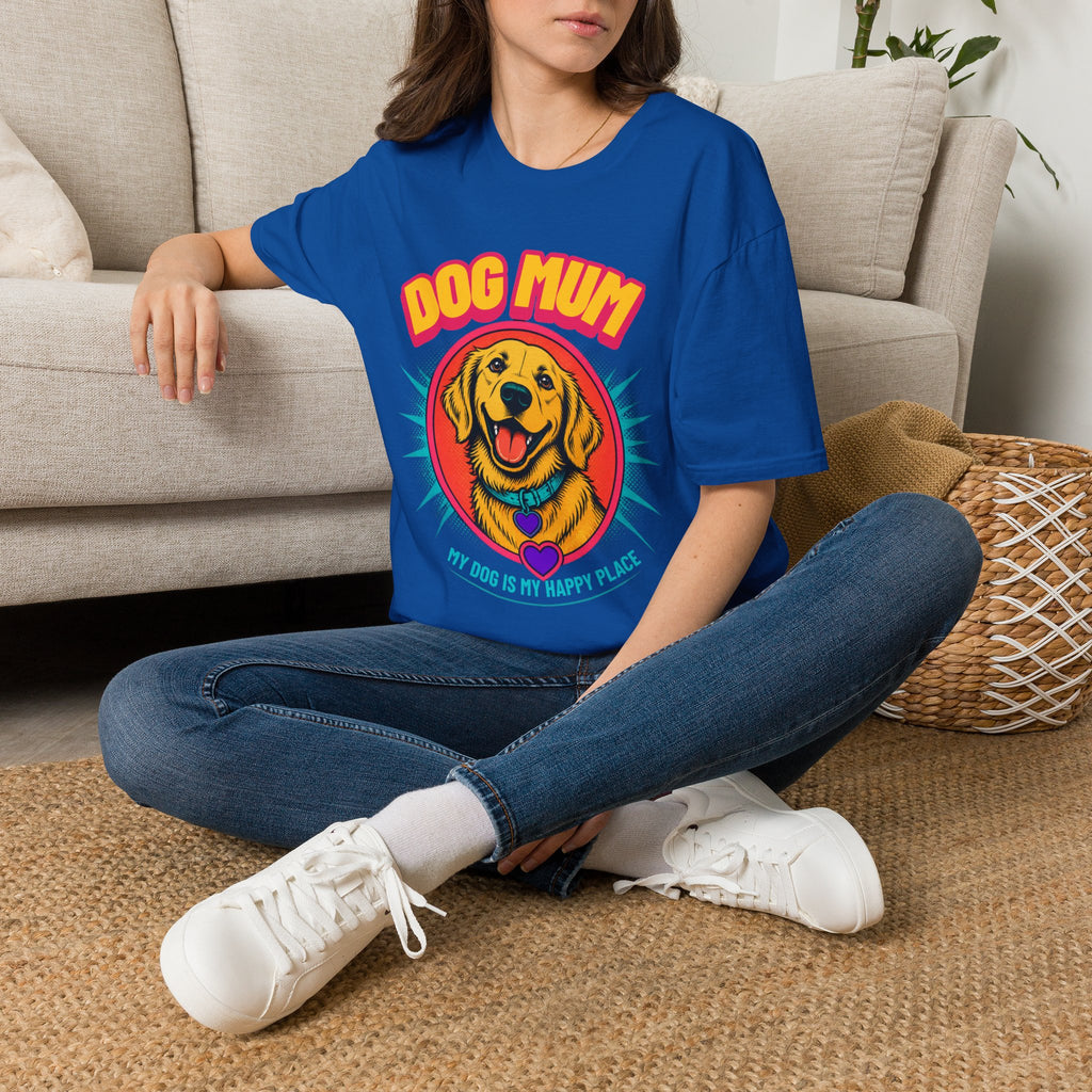 Dog Mum Golden Retriever T-Shirt | Cute Retro Dog Portrait, Pet Lover Tee