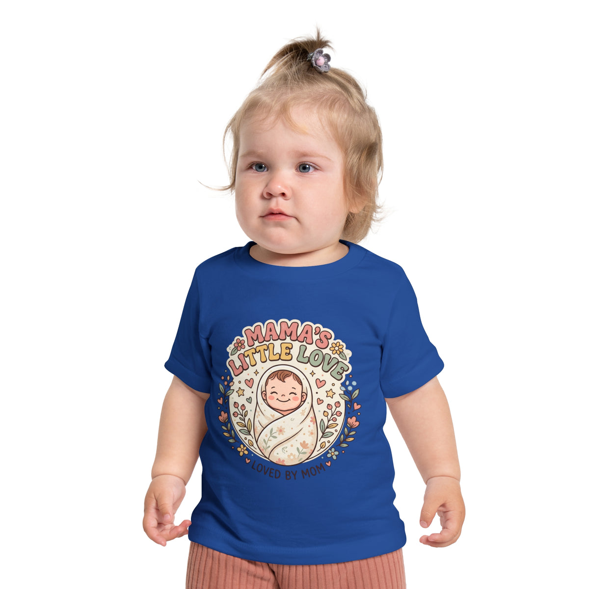 Mama's Little Love baby short sleeve t-shirt | Loved by Mom, floral swaddle design