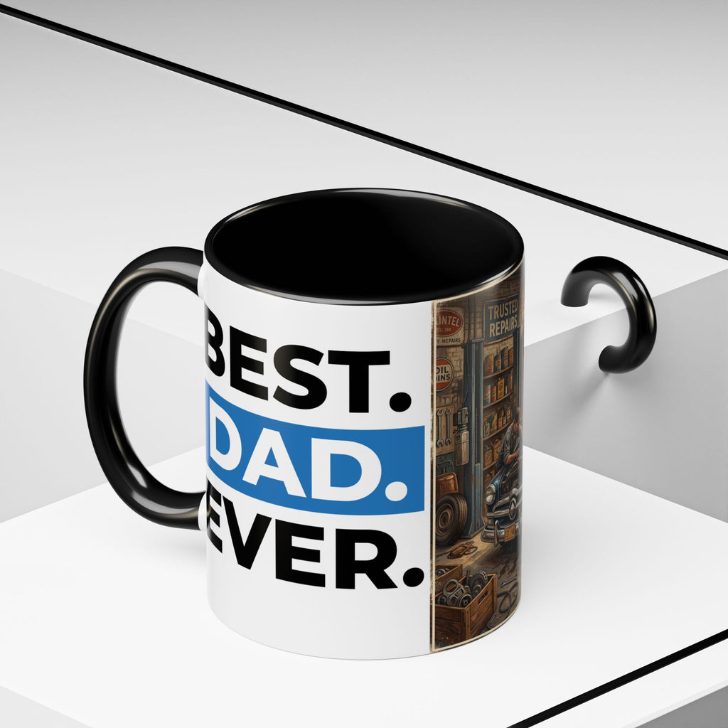 Vintage Dad Garage Mechanic Illustration Mug | Accent Coffee Mug