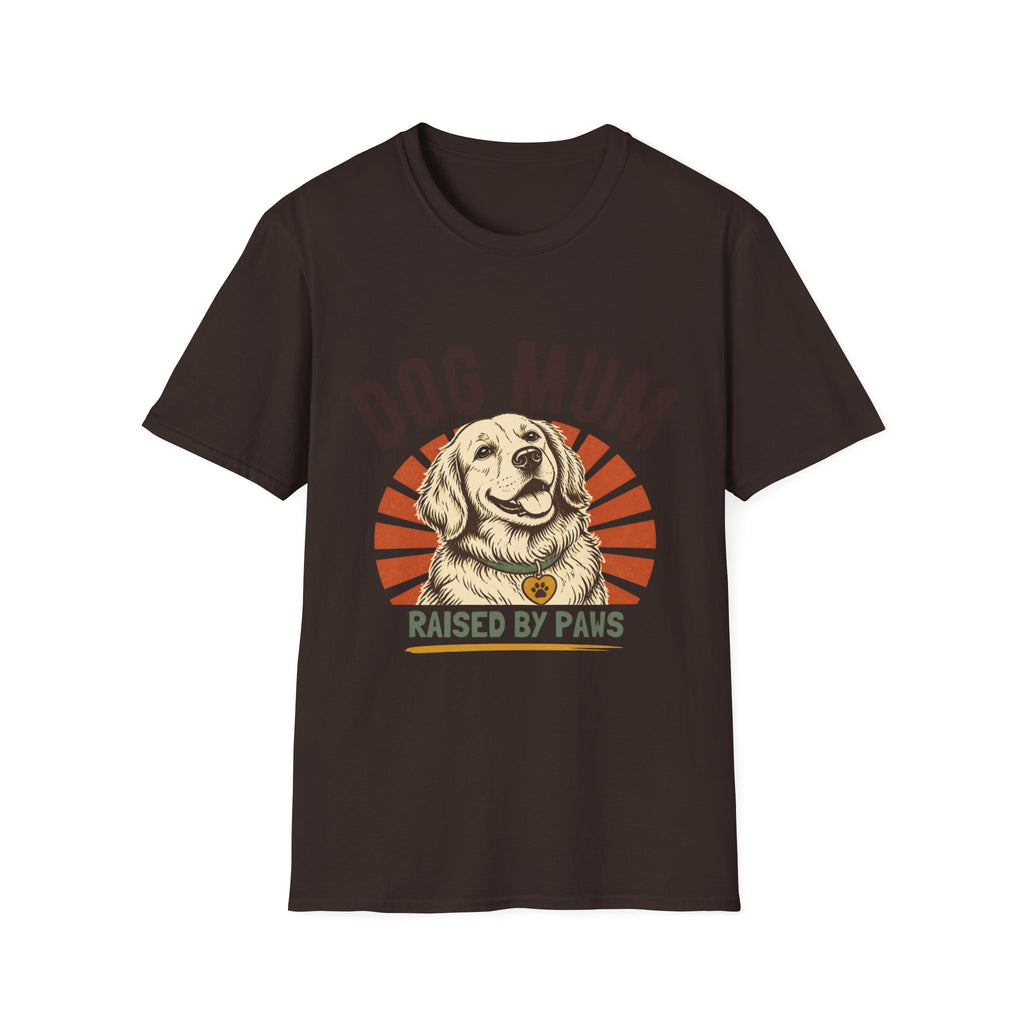 Dog Mum Raised By Paws T-Shirt | Golden Retriever Retro